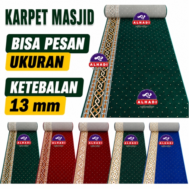 Karpet Masjid Al Aqsa METERAN 100 x 120cm Tebal 13mm Custom Ukuran Sajadah Empuk Roll Musholla Alhadi ALAGRA