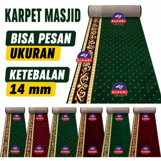 Karpet Masjid Yavuz METERAN 100 x 120cm Tebal 14mm Custom Ukuran Sajadah Lembut Roll Musholla Alhadi Yasuf Turki