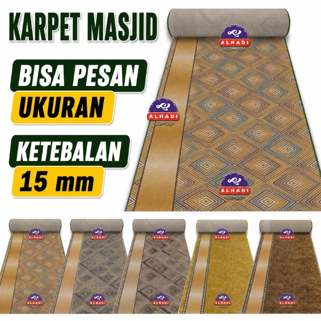 Karpet Masjid ANTRA METERAN Ukuran 100 x 120cm Tebal 15mm Sajadah Mushola Empuk Lembut